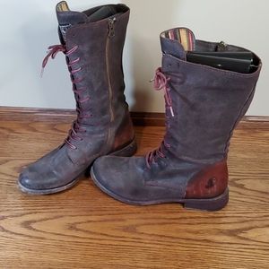 Felmini oiled leather zip and lace-up boot